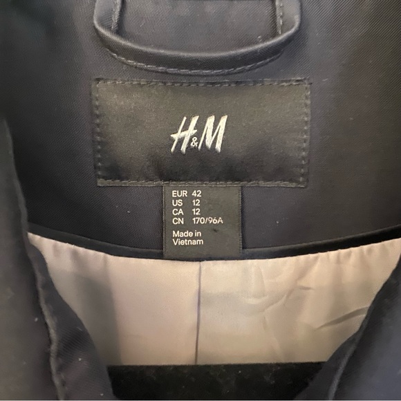 H&M Navy Blue Double breasted coat - Picture 4 of 11